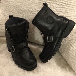 Leather Polo Ralph Lauren Logo buckle Boots( UNISEX)